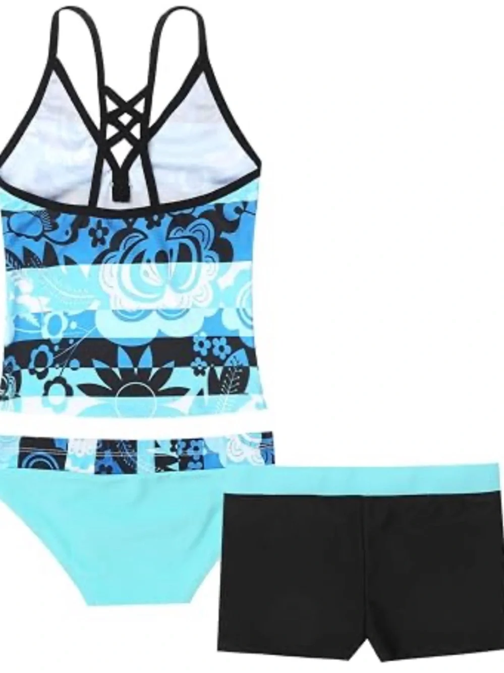 Girls' Swimsuit Tankini Set Split Swimwear Floral Print Bikini Size 10